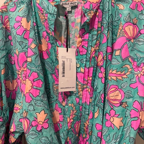 Juliet Dunn Blouson Poplin Dress in floral block print - Picture 6 of 7